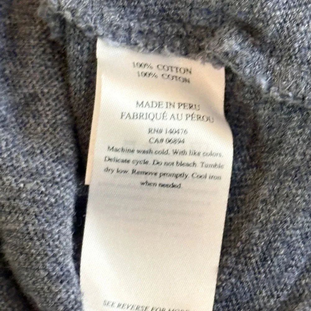 Faherty Mens XL Henley Shirt Blue Long Sleeve 100% Cotton Heathered Ribbed Cuff